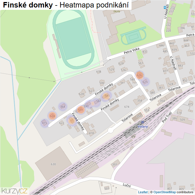 Mapa Finské domky - Firmy v ulici.