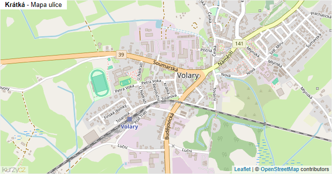 Krátká - mapa ulice
