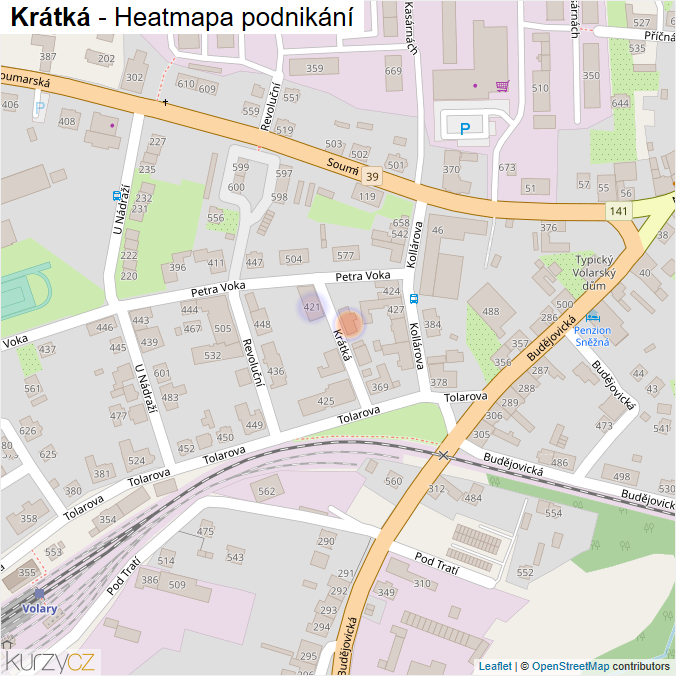 Mapa Krátká - Firmy v ulici.