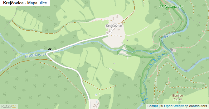 Krejčovice - mapa ulice