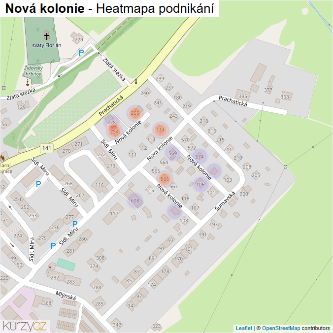 Mapa Nová kolonie - Firmy v ulici.