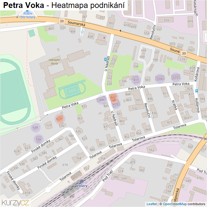 Mapa Petra Voka - Firmy v ulici.
