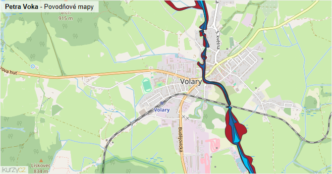Petra Voka - záplavové mapy stoleté vody