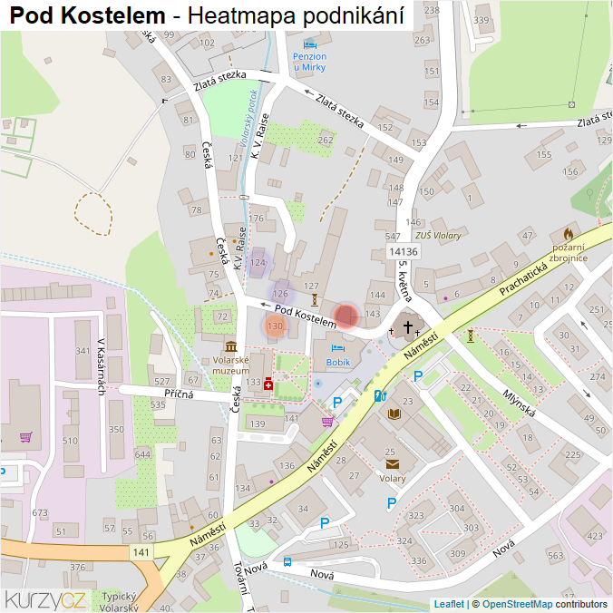 Mapa Pod Kostelem - Firmy v ulici.