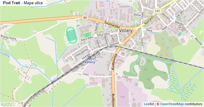 Pod Tratí - mapa ulice