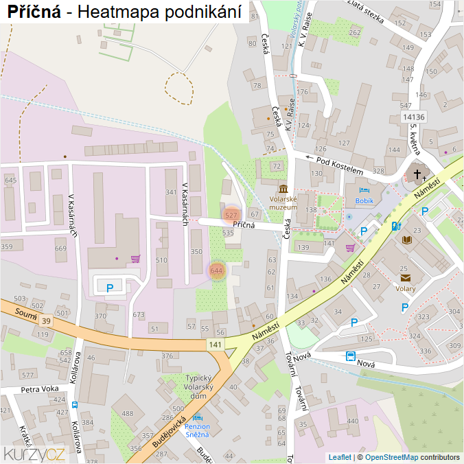 Mapa Příčná - Firmy v ulici.