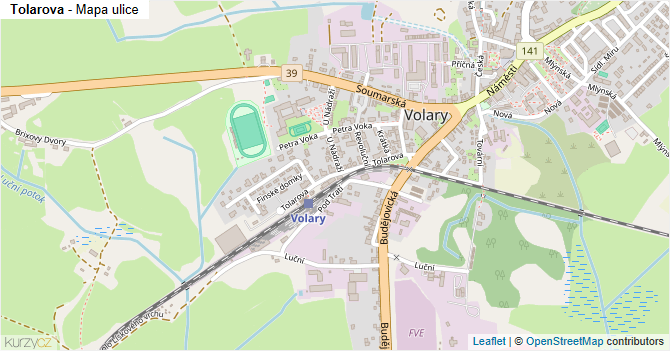 Tolarova - mapa ulice