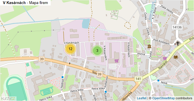 V Kasárnách - mapa firem