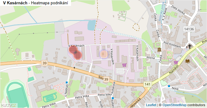 V Kasárnách - mapa podnikání