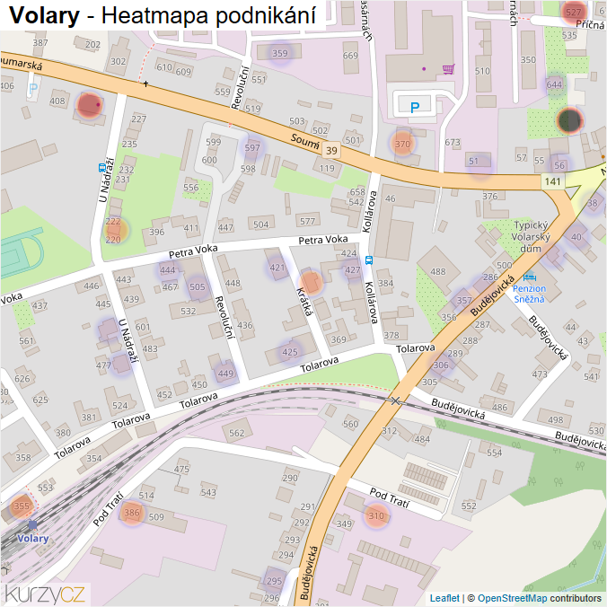 Mapa Volary - Firmy v části obce.