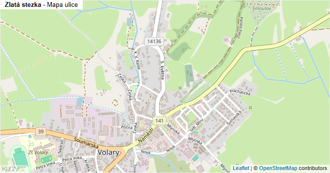 Zlatá stezka - mapa ulice