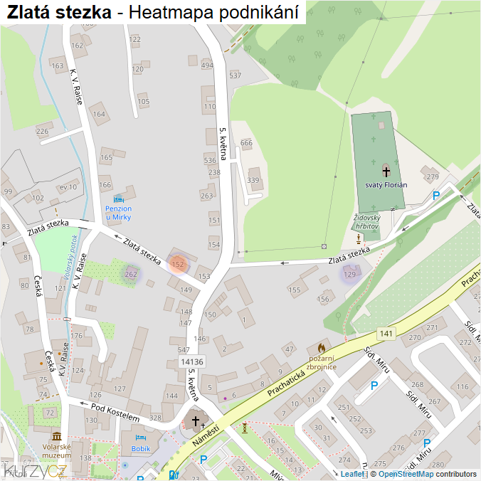 Mapa Zlatá stezka - Firmy v ulici.