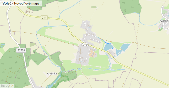 Voleč - záplavové mapy stoleté vody