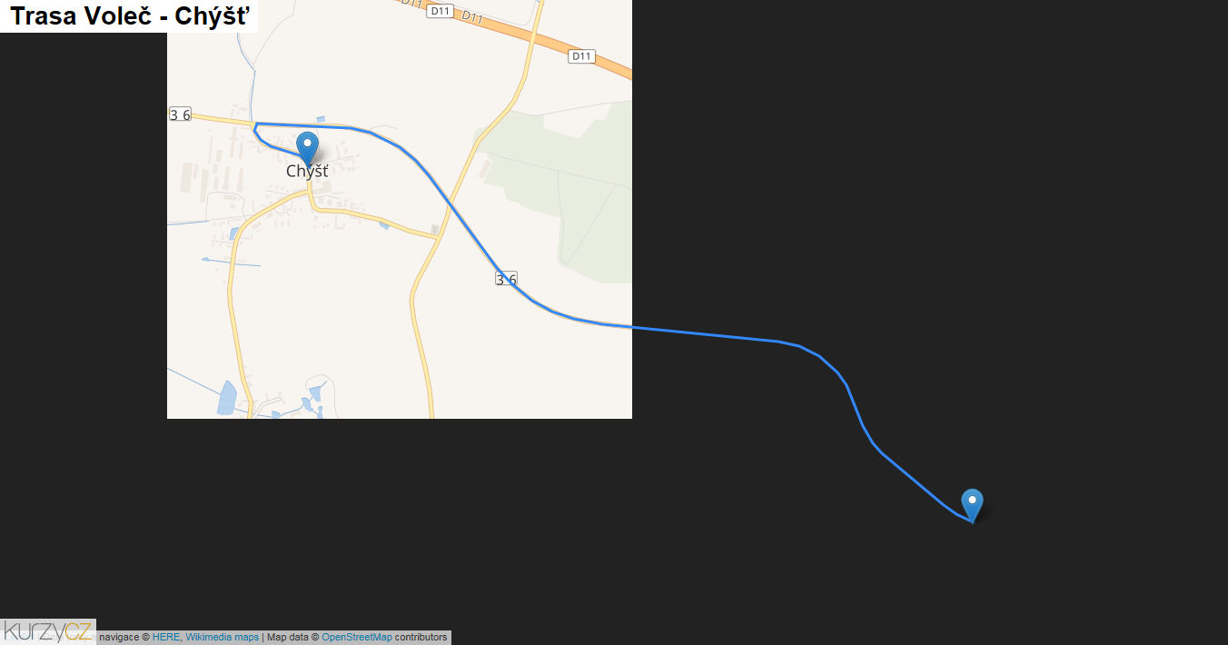 Voleč-Chýšť, mapa trasy