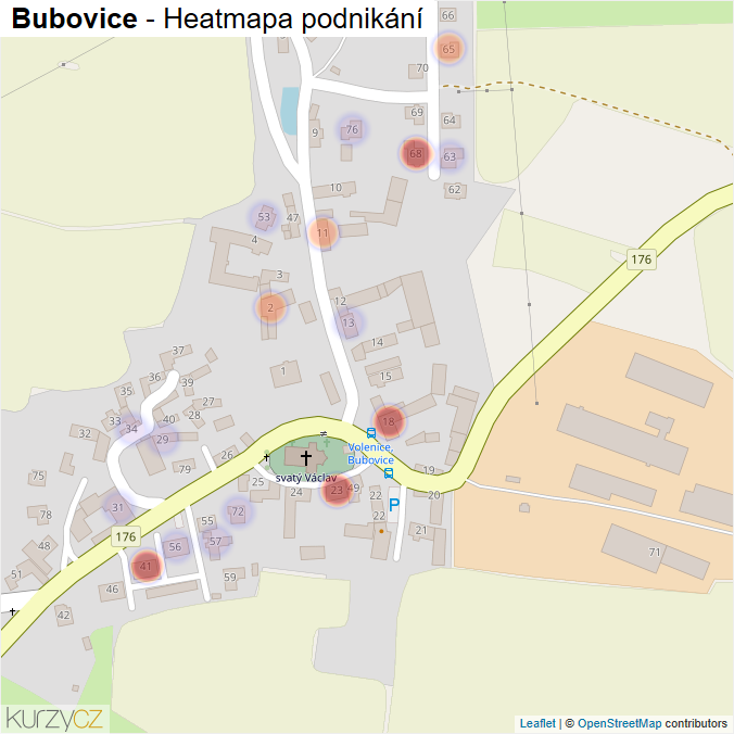 Mapa Bubovice - Firmy v části obce.