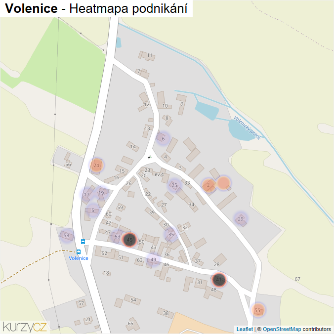 Mapa Volenice - Firmy v části obce.