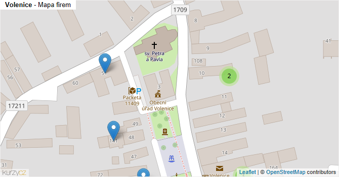 Volenice - mapa firem