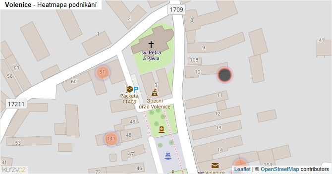 Volenice - mapa podnikání