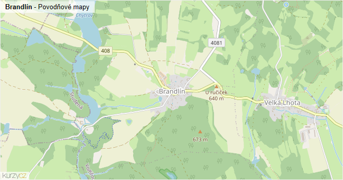 Brandlín - záplavové mapy stoleté vody