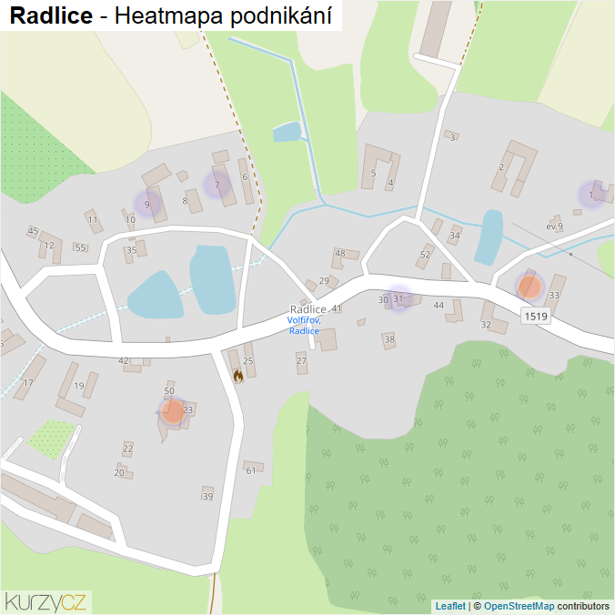 Mapa Radlice - Firmy v části obce.