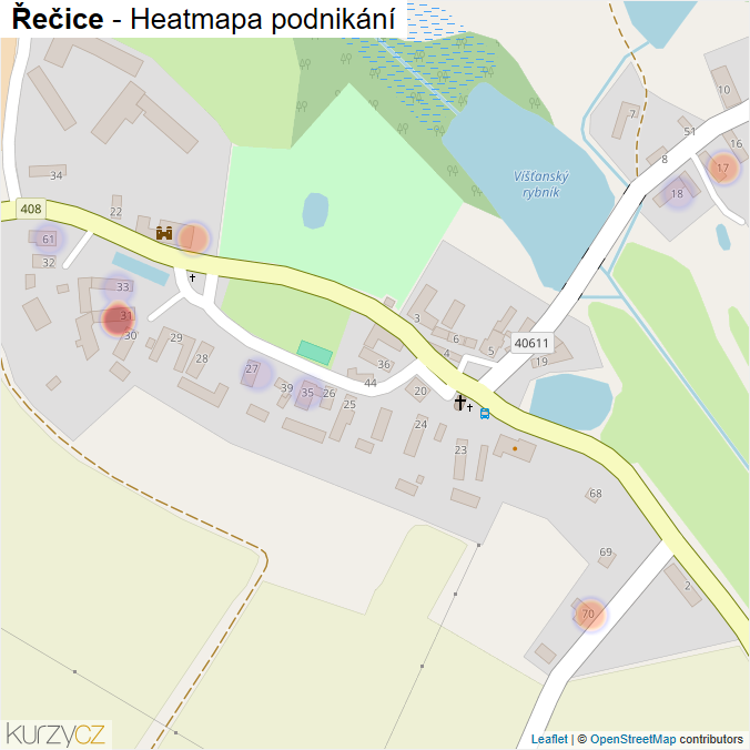 Mapa Řečice - Firmy v části obce.