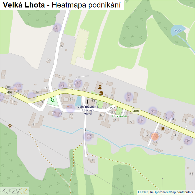 Mapa Velká Lhota - Firmy v části obce.