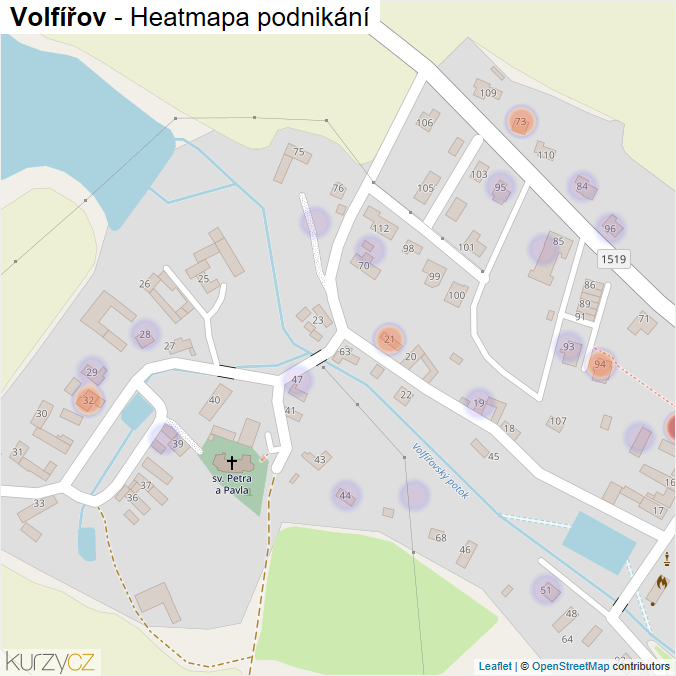 Mapa Volfířov - Firmy v části obce.