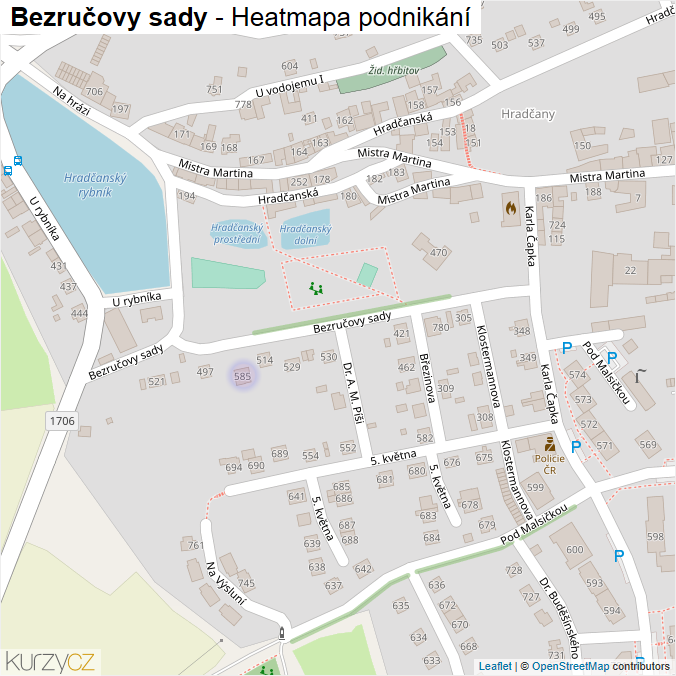 Mapa Bezručovy sady - Firmy v ulici.