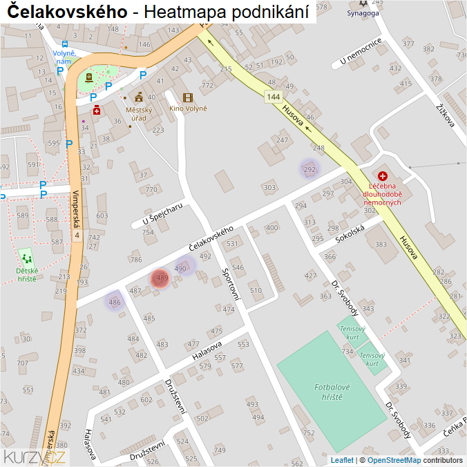 Mapa Čelakovského - Firmy v ulici.