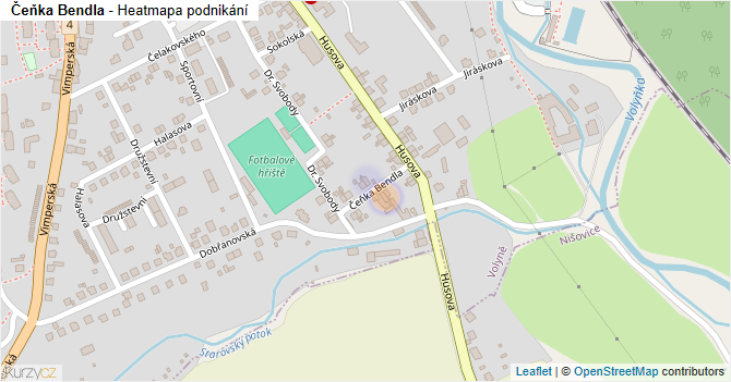 Čeňka Bendla - mapa podnikání