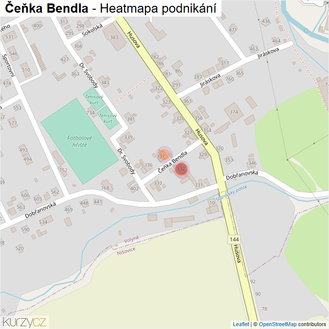 Mapa Čeňka Bendla - Firmy v ulici.