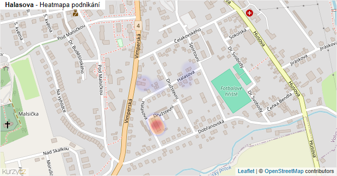 Halasova - mapa podnikání