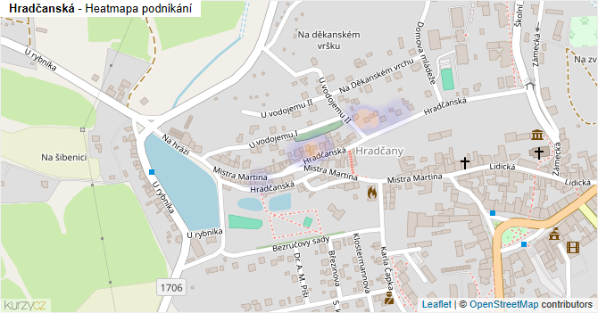 Hradčanská - mapa podnikání