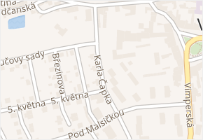 Karla Čapka v obci Volyně - mapa ulice