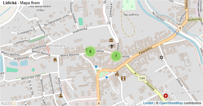 Lidická - mapa firem