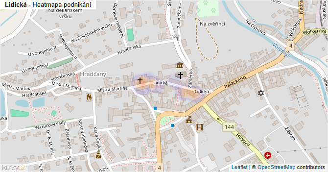 Lidická - mapa podnikání