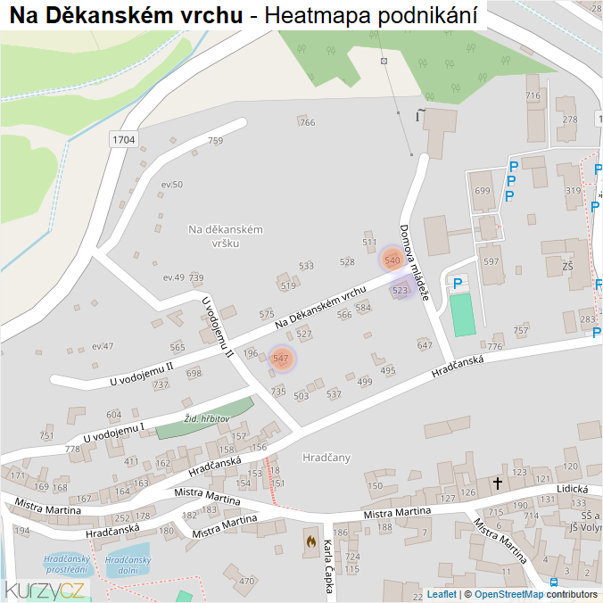 Mapa Na Děkanském vrchu - Firmy v ulici.