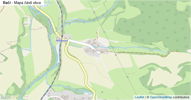 Račí - mapa části obce