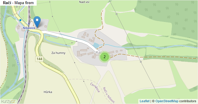 Račí - mapa firem