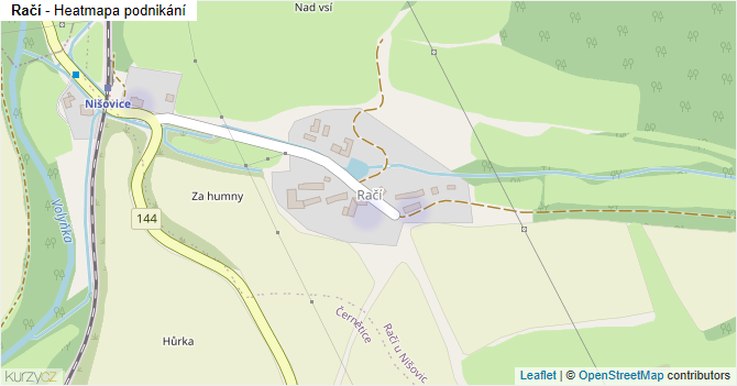 Račí - mapa podnikání