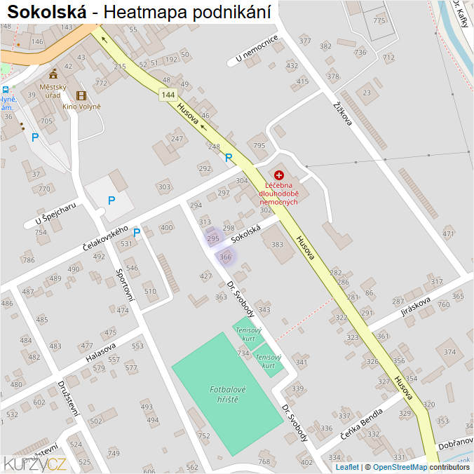Mapa Sokolská - Firmy v ulici.