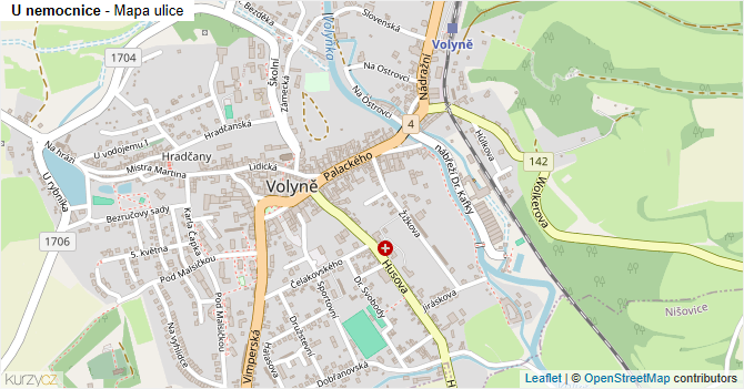 U nemocnice - mapa ulice