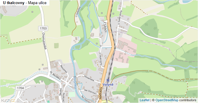 U tkalcovny - mapa ulice