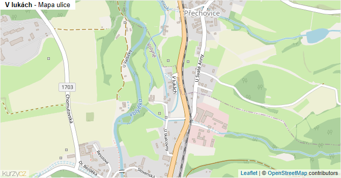 V lukách - mapa ulice