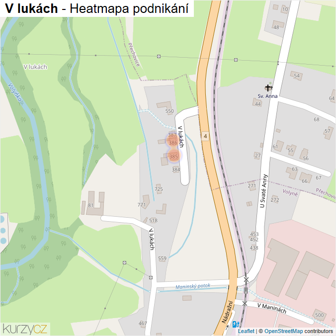 Mapa V lukách - Firmy v ulici.