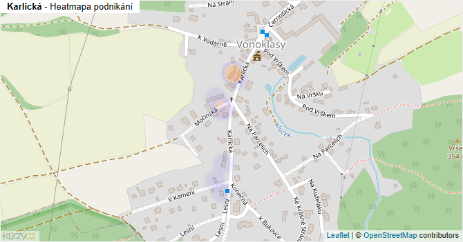 Karlická - mapa podnikání