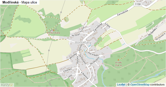 Modřínská - mapa ulice