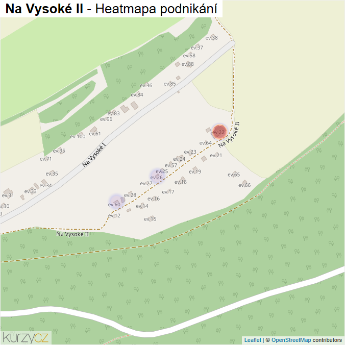 Mapa Na Vysoké II - Firmy v ulici.