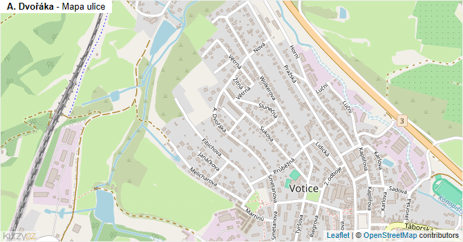 A. Dvořáka - mapa ulice
