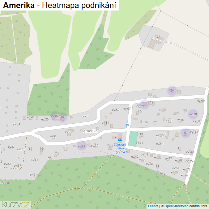 Mapa Amerika - Firmy v části obce.